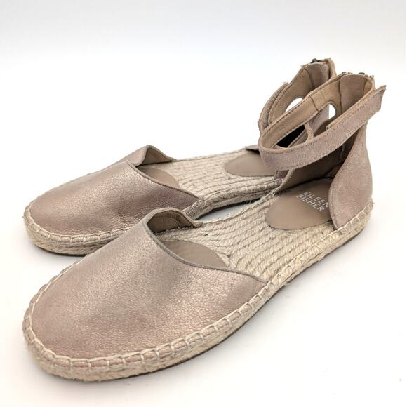 Eileen Fisher Lala Espadrille Flat Women's Closed Toe Light Gold Size US6.5 - Picture 1 of 11